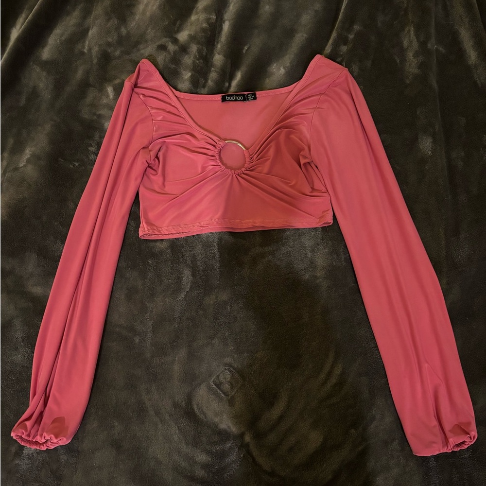 Boohoo long sleeve crop top